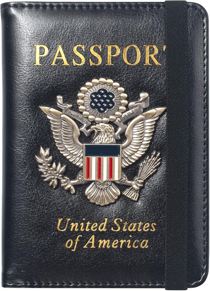 Premium Passport Holder for Travel, RFID Blocking Passport Cover Slim, Durable & Travel-Friendly, Passport Wallet Keep Your Documents Safe & Organized (Black)