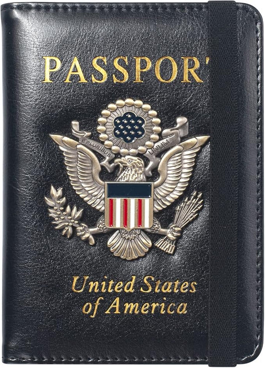 Premium Passport Holder for Travel, RFID Blocking Passport Cover Slim, Durable & Travel-Friendly, Passport Wallet Keep Your Documents Safe & Organized (Black)