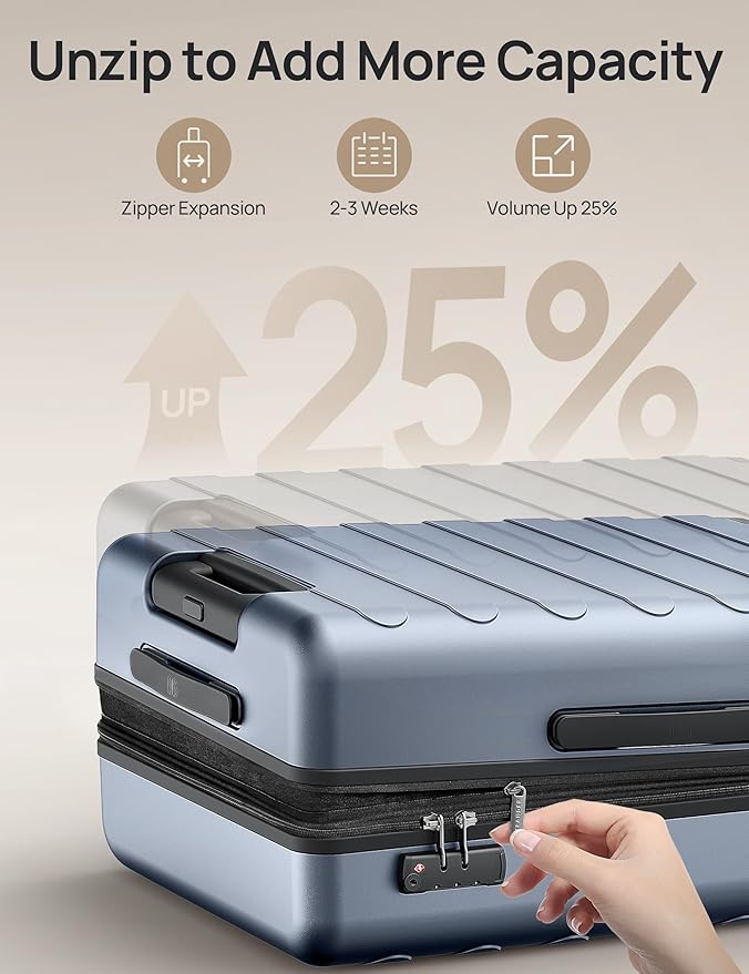 NINETYGO Large Checked Luggage 28 Inch, Checking In Luggage with Smooth Spinner Wheels, Expandable, Hard Shell PC Suitcase, Lightweight Travel Luggage, TSA Approved (Shadow, Rhine Max)