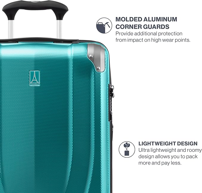 Travelpro Pathways 3 Hardside Expandable Luggage, 8 Spinner Wheels, Lightweight Hard Shell Suitcase, Carry On 21 Inch, Kayak Teal