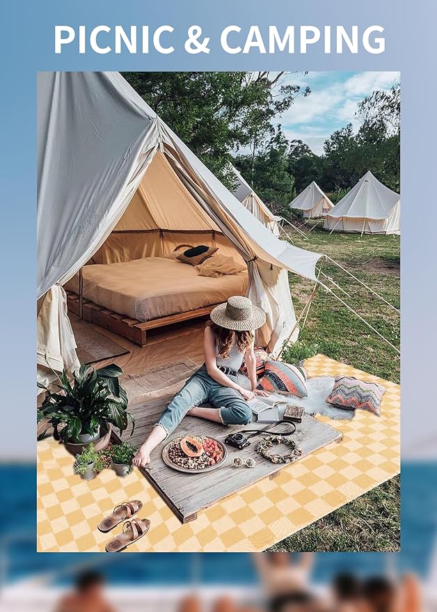 Antfuny Giant Beach Towel Blanket Autumn Outing Stuff for Women & Men Road Trip Camping Gear Ship Cruise Gear Must Haves Yard Mat Large L Yellow Plain Pattern Airplane Accessories Travel Gadgets