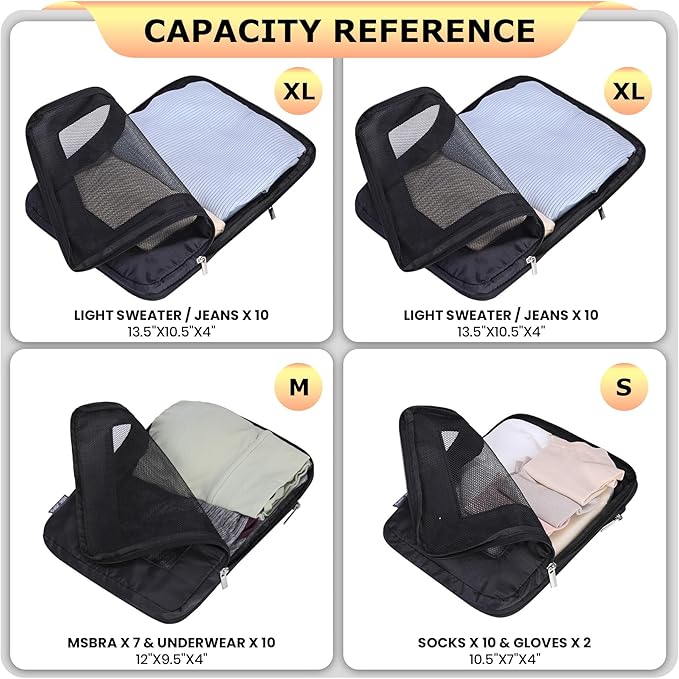 Ultralight Compression Packing Cubes Travel for Suitcases ，Compressible Mesh Packing Cubes for Travel Women Packing Organizers 4 Set