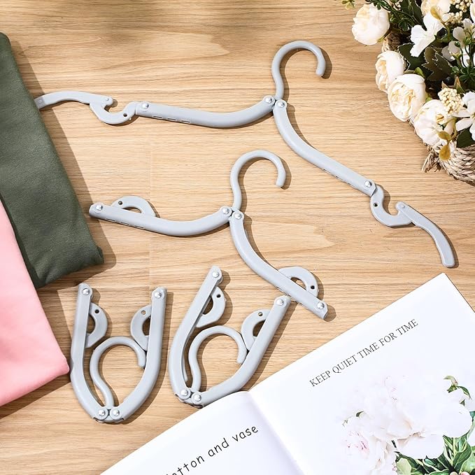 Sieral 40 Pcs Foldable Travel Hangers Plastic Portable Folding Clothes Hangers Cruise Ship Essentials for Travel Cruises Suitcase Dormitory School Hotel Women Laundry Coat Bag Drying (Gray)