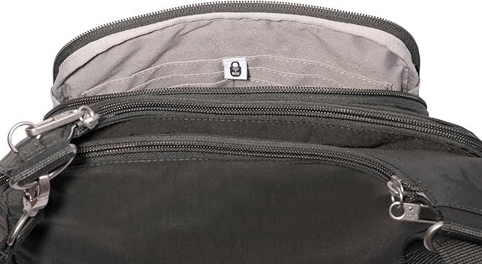 Baggallini Securtex Anti-theft Crossover Crossbody Bag 11”w X 8.5”h, Rfid, Built-in Wallet, Locking Zippers