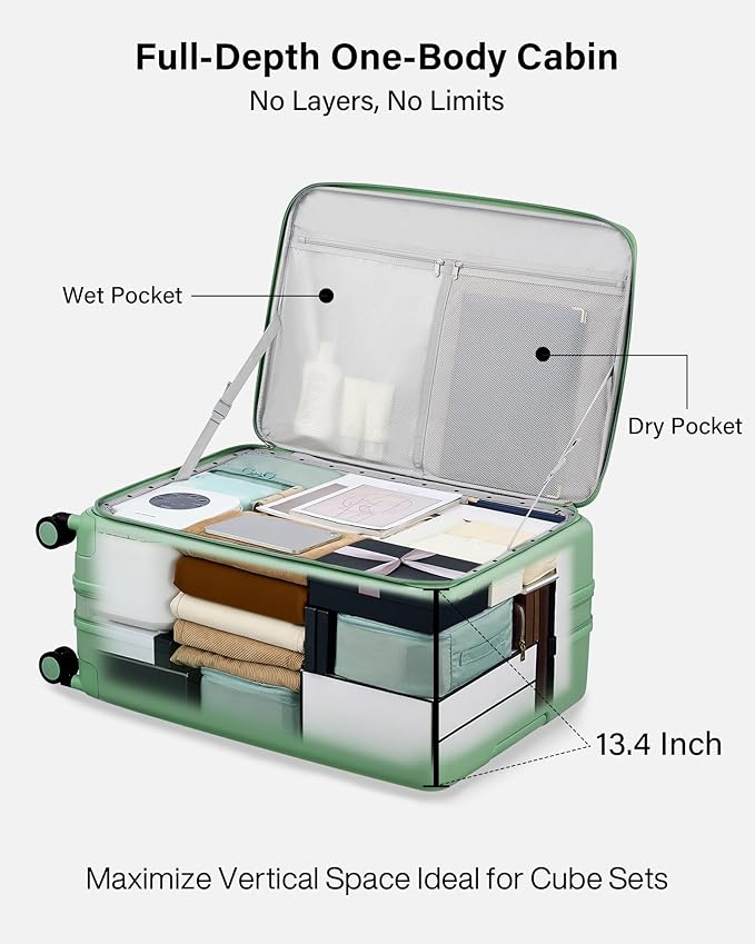 Hanke Hardside Expandable Large Checked Luggage, 28 Inch Top Opening Trunk Luggages with Spinner Wheels, All-PC Hard Shell Suitcase, Lightweight TSA Approved (Forest Green, 120L)