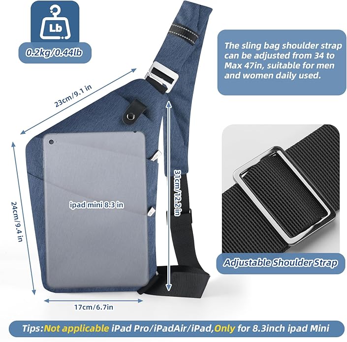 VADOO Sling Bag - Anti-theft Crossbody Shoulder Bag for Men and Women