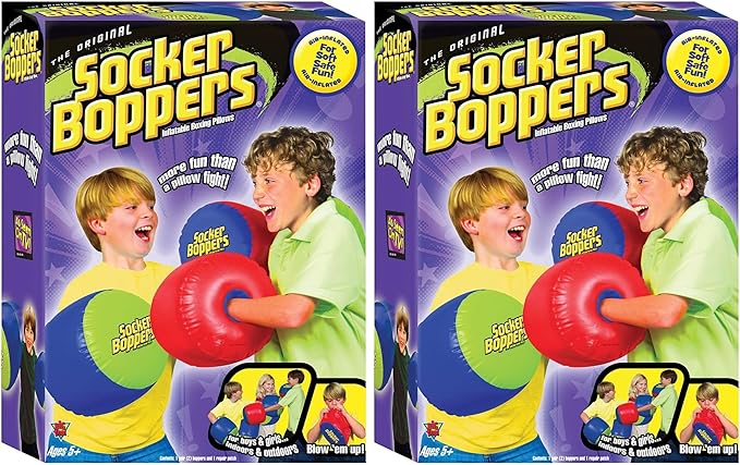 Socker Boppers Inflatable Boxing Pillows - Pair Boppers – colors will vary, Box and Bop, Durable Vinyl, Active Outlet That Aids in Agility, Balance and Coordination, Safe Fun Indoor or Out,(Pack of 2)