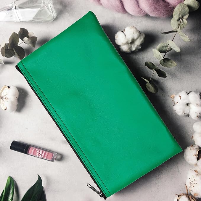 Multi-Purpose Zipper Bag, Reusable, Travel Pouch, Lightweight, Makeup Organizer, 11 x 6 Inch (Kelly Green)
