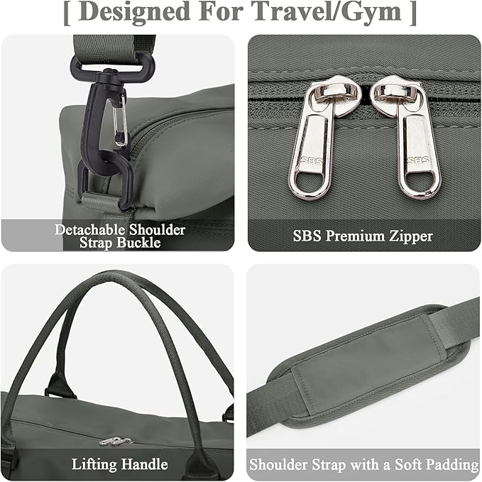 Travel Duffel Bag with Shoes Compartment, Carry on Overnight Weekender Bags for Women, For Spirit Airlines 18x14x8 Personal Item Bag