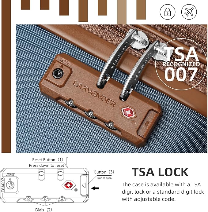 LARVENDER Luggage Sets 6 Piece, Expandable Luggage Set Clearance for Women, Suitcases with Wheels, Hardside Hard Shell Travel Luggage with TSA Lock (Blue Brown, 6pcs)