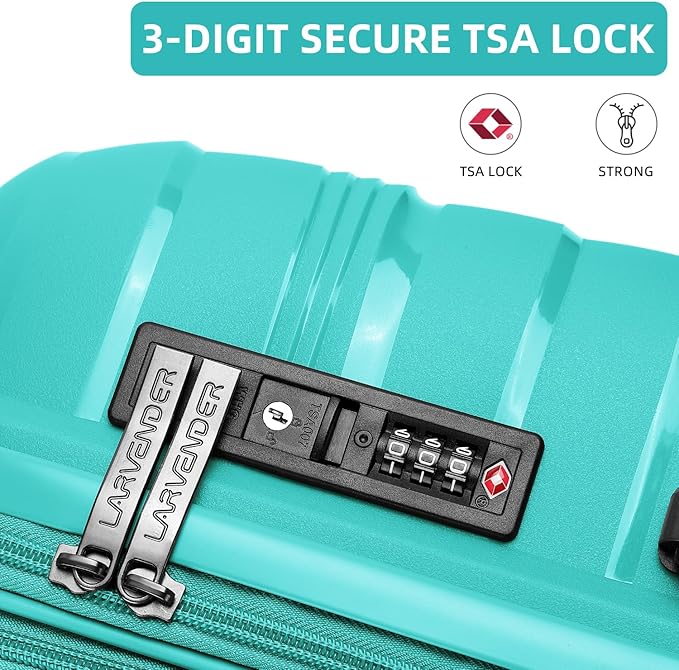 LARVENDER Luggage Sets 2 Piece, Expandable PP 24 Inch Check-in Suitcase with Duffle Bags for Women, Luggage Set Clearance with Spinner Wheels TSA Lock (Ice Blue)