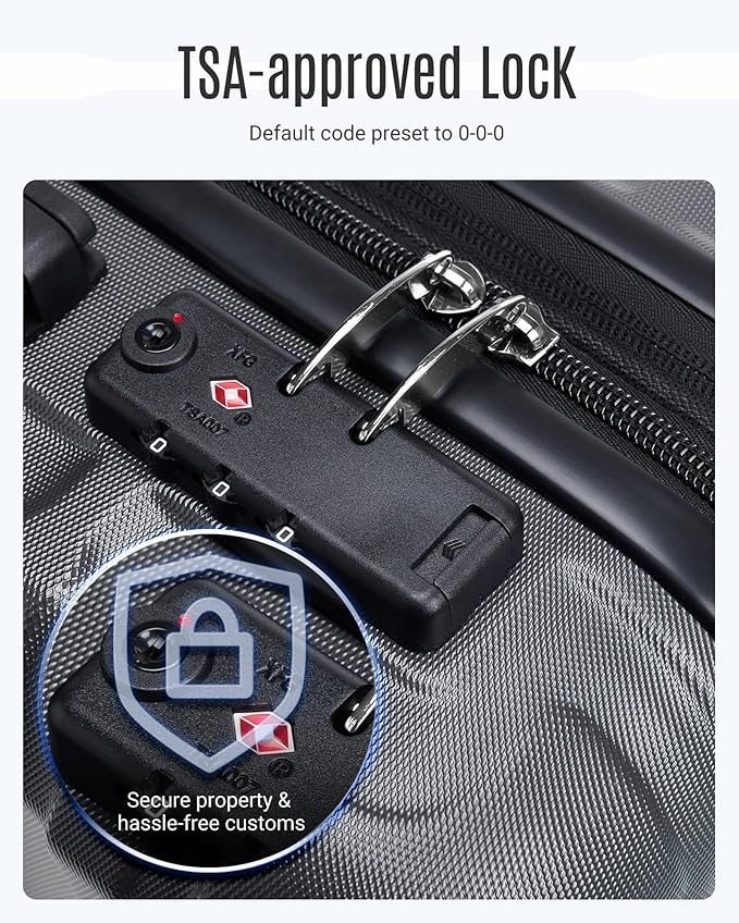 LIGHT FLIGHT Luggage Sets, 3 Piece Durable Suitcase Set with Spinner Wheels, 3 Pcs Hardside Lightweight luggage with TSA Lock, Large Checked Travel Suitcases, 20/24/28 Inch, Gray