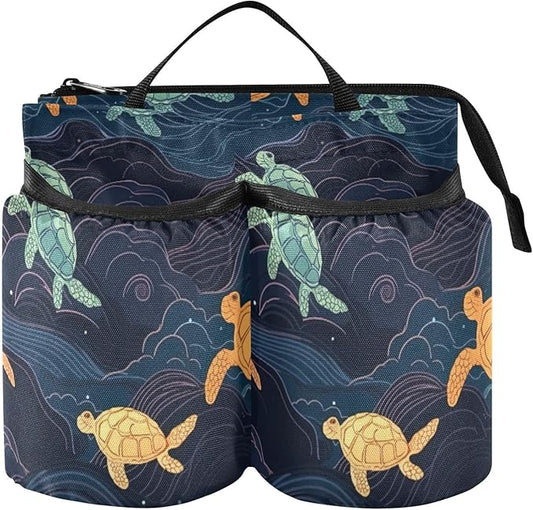 xigua Colored Turtle Travel Luggage Cup Holder,Free Hands Suitcase Drinks Carrier Bag Drink Holder with 2 Coffee Mugs for Flight Attendants,Business Travelers Travel Essential170, 7.9×3.9×4.9in