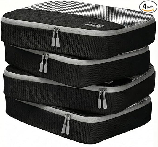Dot&Dot Large Packing Cubes for Travel - Durable Mesh & Honeycomb Fabric Suitcase Organizer with Zipper Closure, Lightweight Expandable Clothes Bags for Carry On Luggage, 4 Pack Set
