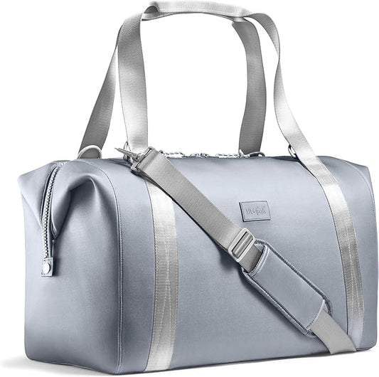 Fit & Fresh Neoprene Weekender Bag for Women – Carry-On Friendly Travel Duffel with Expandable Sides, Trolley Sleeve & Pockets – Lightweight, Water-Resistant Overnight Bag for Weekend Trips + Gym