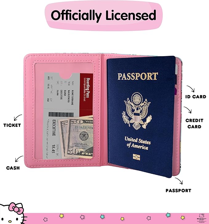 Hello Kitty Passport Holder for Travel Official License, Cute Passport Cover, Sanrio Gifts