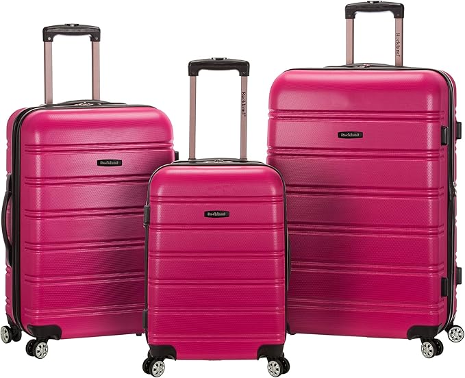 Rockland Melbourne Hardside Expandable Spinner Wheel Luggage, Magenta, 3-Piece Set (20/24/28)