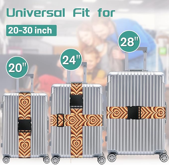 Slohif Luggage Straps for Suitcases Travel Belt Accessories Luggage Connector Identifiers 2 Pack Over Handle with Buckle Unique Nylon Adjustable Strap for Sleeping Bag Car Seat Brown