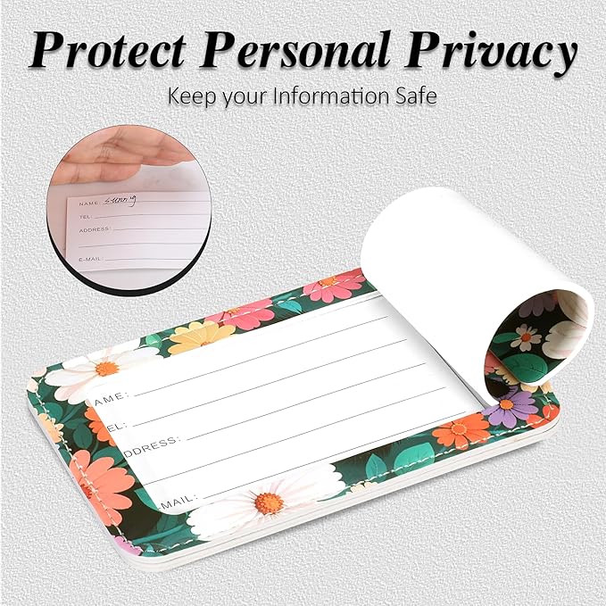 Luggage Tags for Suitcases, 2 Pack Cute PU Leather Luggage Tag TSA Approved with Stainless Steel Loop and Address Card Baggage Tag for Travel&Hotel Stays&Cruise Ships&Shipping and Mailing