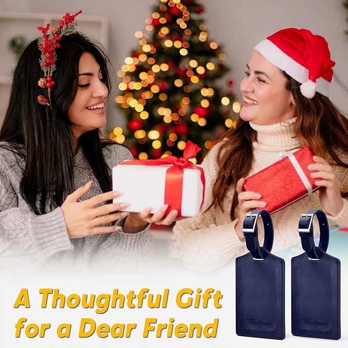 Travelambo Luggage Tags for Suitcases PU Leather Travel Tags Bag Tags Privacy Protection Travel Essentials