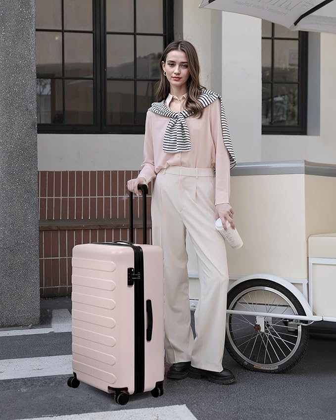 NINETYGO Luggage Sets 3 Piece, Carry On Luggage Airline Approved, Medium Large Checked Luggage with Spinner Wheels, Expandable, Hard Shell PC Suitcase Sets, TSA, 20in/24in/28in (Grey, Rhine Max)