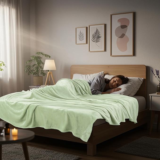 Utopia Bedding Fleece Blanket Twin Size Sage Green 300GSM Luxury Anti-Static Fuzzy Soft Microfiber Bed Blanket (60x80 Inch)