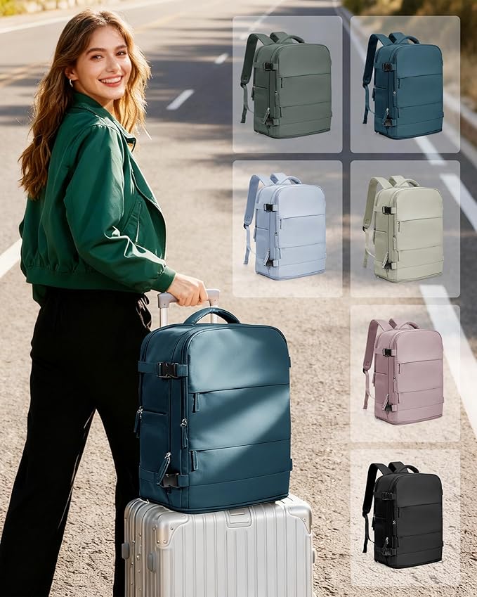 coowoz Travel Backpack Carry On for Women Man Gym Backpack with Laptop Compartment Mochila de Viaje Teacher Personal Item Backpacks Airplane Accessories Must Haves Peacock Blue,20L