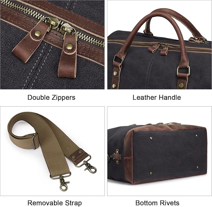 S-ZONE Duffle Bag for Travel Canvas Duffel Bag Carry on Weekender Bag for Men