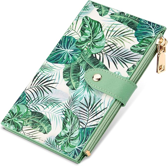 Travelambo RFID Wallet Women Large Size Bifold Multi Card Wallet Case with Zipper Pocke Credit Card Holder for Women