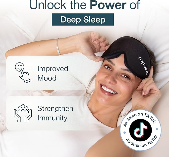 MyHalos® Sleep Mask – 3D Blackout Eye Mask for Women & Men, Side Sleepers, Zero Pressure Memory Foam Eyelash Friendly, Breathable,Award-Winning Sleep Aid for Travel (Black, 1 Count (Pack of 2))