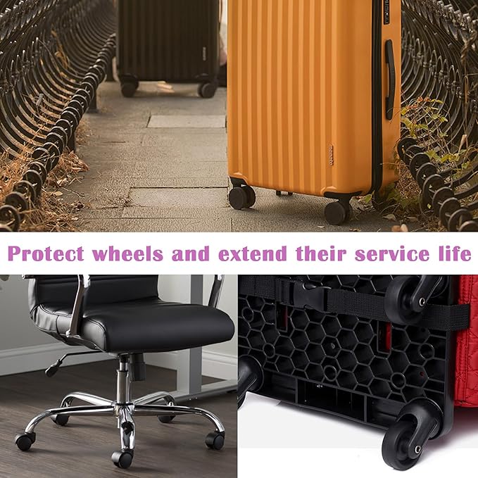Luggage Wheel Covers - 8 Pcs Silent Noise Reduction Shock Absorbing Caster Cover for Carry-on Luggage with Wheels (Pink)
