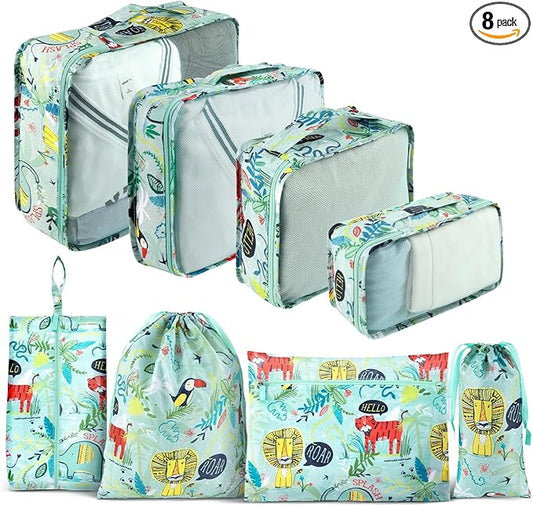 Packing Cubes for Travel, 8 Pieces Luggage Packing Organizers for Suitcase, Kid Packing Cubes, Travel Essentials for Girls and Women