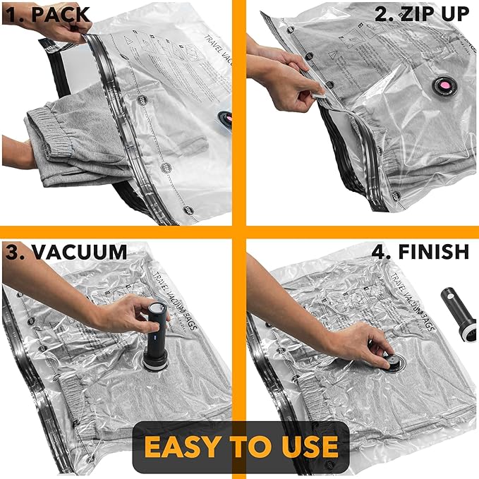 SpaceAid Travel Vacuum Bags for Luggage with Electric Pump, 27 Pack Vacuum Seal Bags for Clothing Travel, Space Saver Compression Bag for Backpack and Suitcase