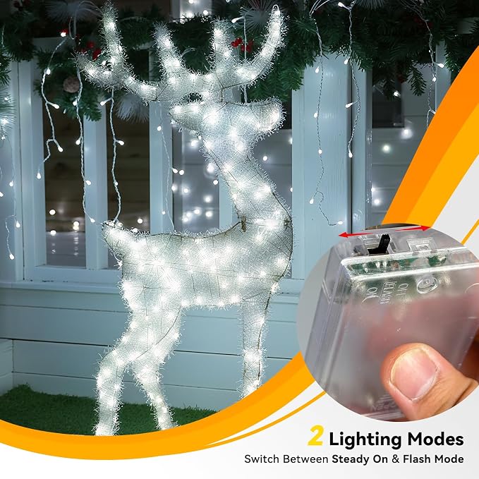 LitHome 8 Pack Cool White Fairy Lights Battery Operated, Each 20 FT 60 LED | Twinkle Lights Battery Operated 2 Modes, Waterproof Fairy String Light for Classroom Bedroom Indoor Christmas Wedding Decor