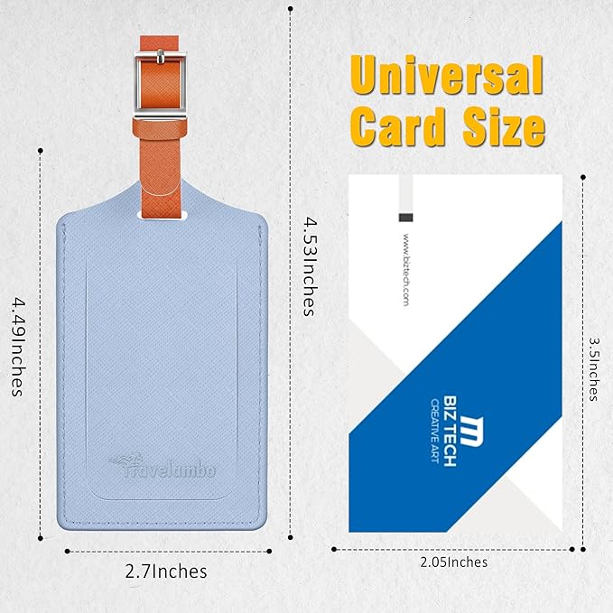 Travelambo Luggage Tags for Suitcases Faux Leather Privacy Protection 2 Pack Bag Tags Travel Accessories Essential, Cross Blue