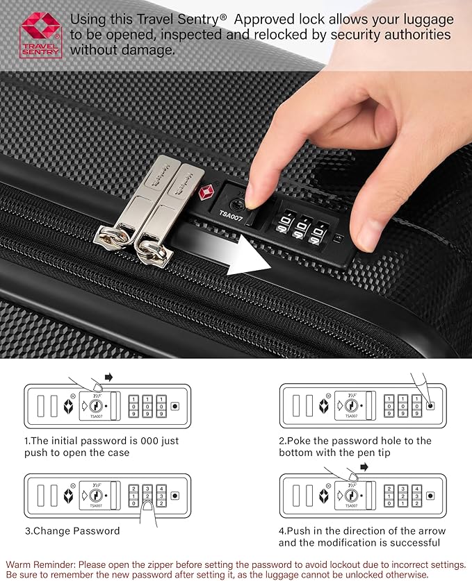 Hanke 24 Inch Plus Expandable Luggage Large Suitcases with Wheels, Medium Checked Luggage Hard Shell Suitcases, PC Trunk Luggage Extra Large Suitcase with Lock for Women Men(Jet Black)