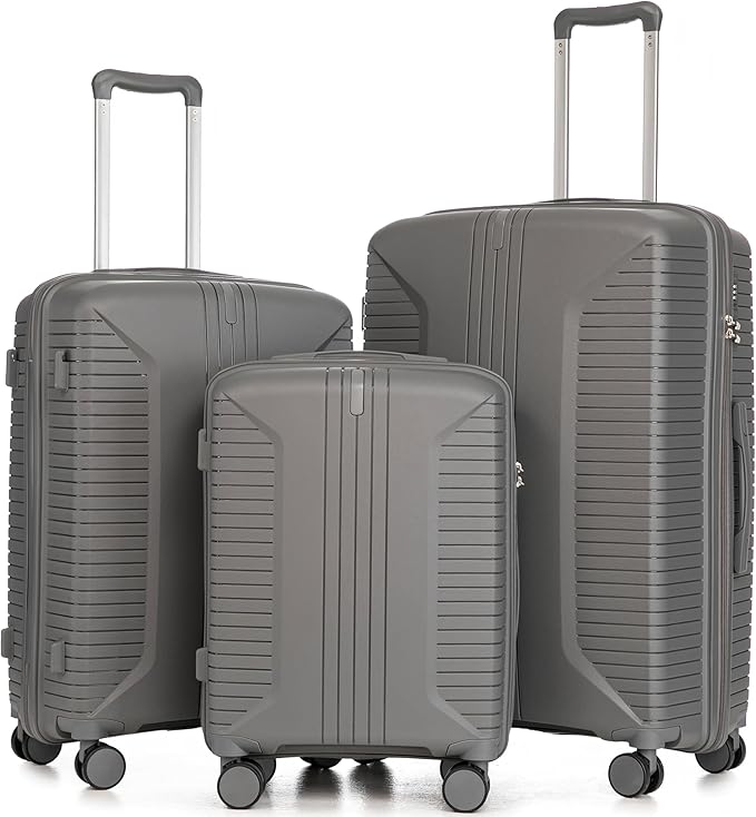 Hardshell Luggage, Lightweight Durable PP Suitcase with Double Spinner Wheels