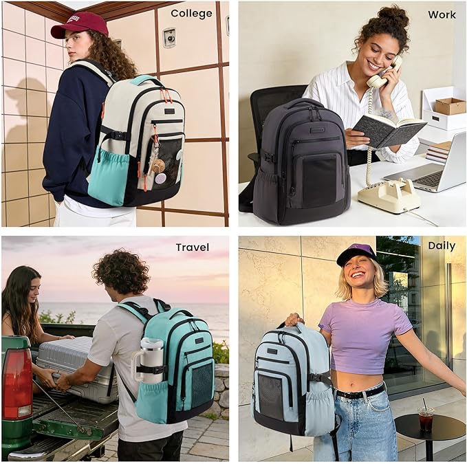 LOVEVOOK Laptop Backpack for Women with Large Cup Holder,15.6 Inch Work Computer Bag with Chest Buckle Back Pad Shoulder Buckle,Waterproof Business Backpack College Teacher Bag for Gift Travel