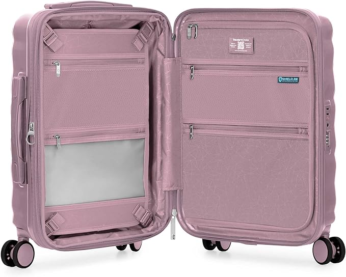 Traveler's Choice Edinburgh II Hardside Spinner Luggage, TSA Lock, Pink, 21" Carry-on