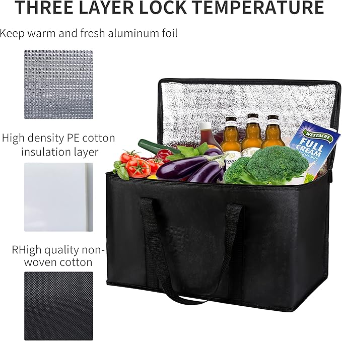 musbus 2Pk Insulated Reusable Grocery Bags, Collapsible Cooler Bag for Groceries, Heavy Duty Large Insulated Bag (16''x9''x13'', Spring Stroll)