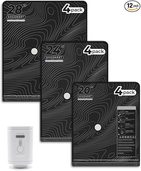 BAGSMART Travel Vacuum Seal Bags with Pump, Jumbo Vacuum Storage Bags for Clothes Blankets Comforters, Space Saver Bags for Travel, Compression Bags for Seasonal Storage-Graphite Ridge