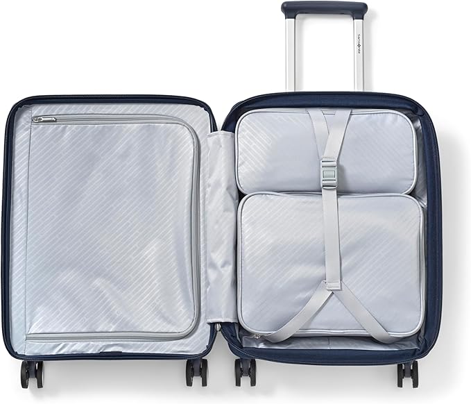Samsonite Paralux Global Carry-On Luggage - Innovative Design - Quick Access Front Pocket - Dual Suspension Wheel Technology - TSA Lock - Expandable - Includes Removable Packing Cubes - Midnight Navy