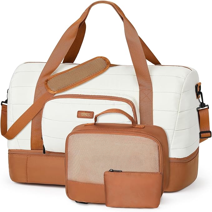 Travel Weekender Bag for Women, 21" Overnight Bag with Shoe Compartment 50L Large Travel Duffel Bag Carry On Tote for Weekend, Overnight, Business Trips, Water Resistant