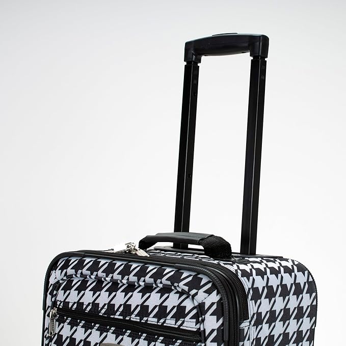 Rockland Fashion Softside Upright Luggage Set, Expandable, Kensington, Black and White, 2-Piece(14/19)