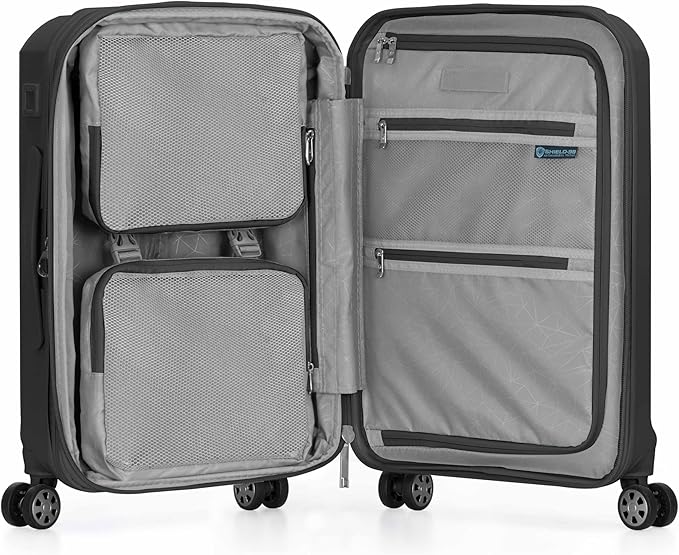 Traveler's Choice Pagosa Hardshell Expandable Luggage with Spinner Wheels, Black, 22-Inch Carry-on