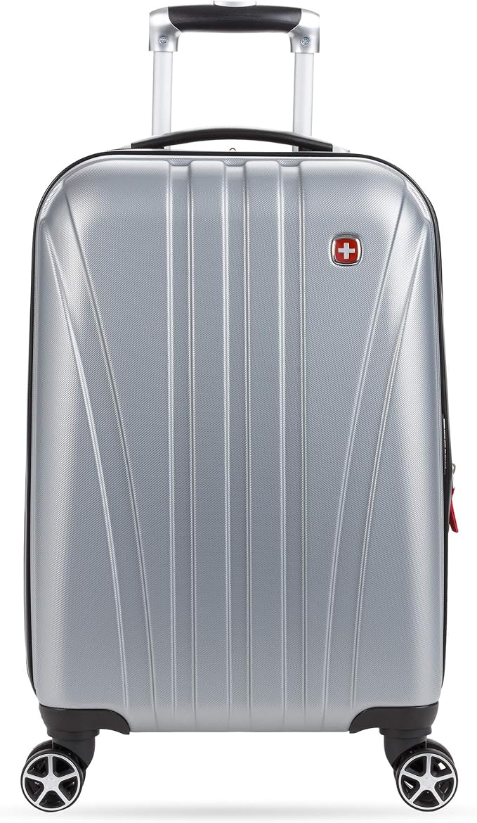 SwissGear 7585 Hardside Expandable Luggage with Spinner Wheels, Silver, Carry-On 19-Inch