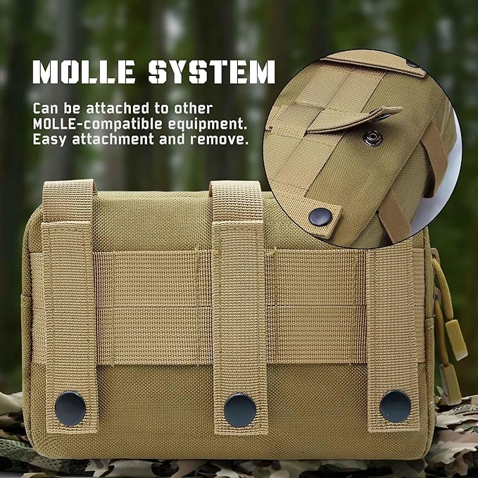 2 Pack 1000D Laser Cut Molle Pouches - Tactical Compact Water-Resistant Utility Admin Pouch for Vest Backpack Duty Belt Tactical Vests