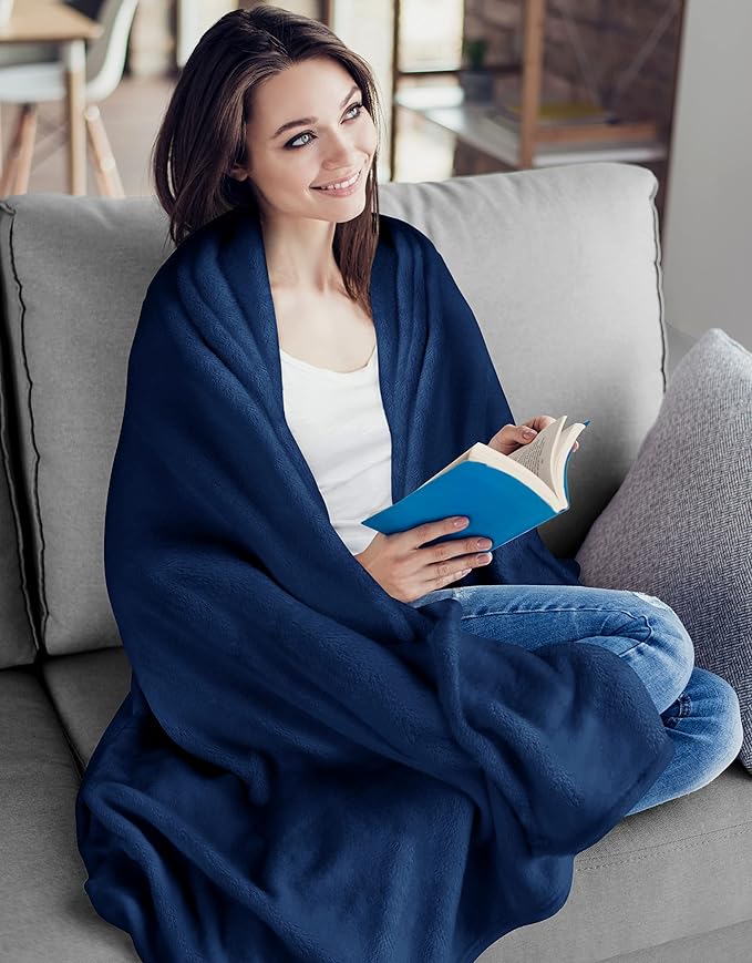 Utopia Bedding Fleece Blanket Throw Size Navy 300GSM Luxury Anti-Static Fuzzy Soft Microfiber Blanket for Couch, Sofa and Bed (50x60 Inch)