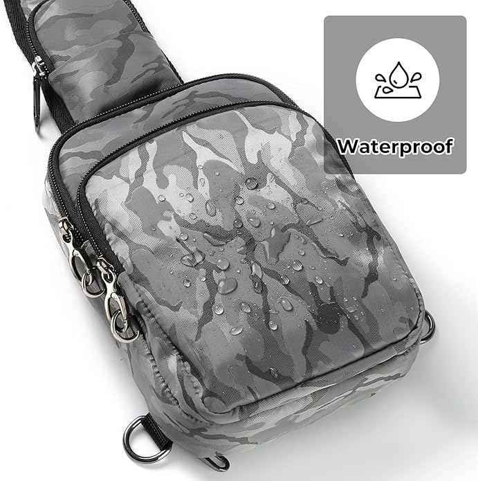 BROADREAM Mini Crossbody Sling Bag, Small Chest Bags Dual Pocket with Zipper Lock, RFID Blocking & Water Resistant Women Men
