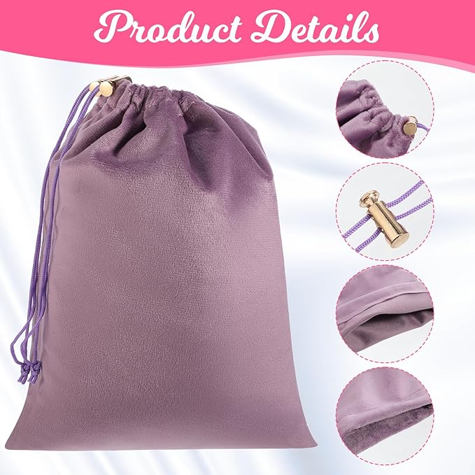 Toy Storage Bags, 6 Pcs Quality Liss Velvet Drawstring Pouch Adjustable Microfiber Toy Organizer Bags Gift Bag Foldable Ditty Bag for Women Men Toys Underwear Sunglasses Cosmetic(Purple 3 Sizes)